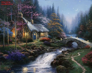 Twilight Cottage TK Christmas Peinture à l'huile